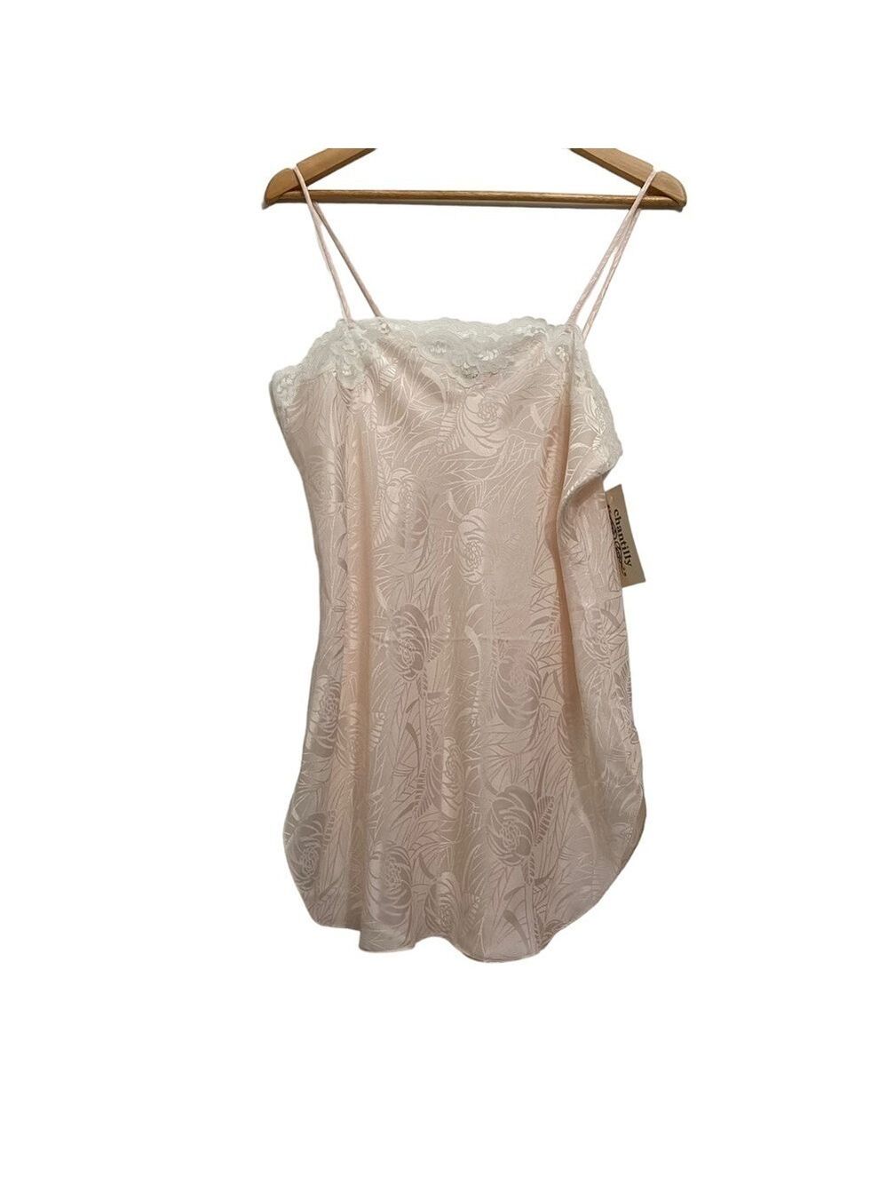 Vintage NWT Chantilly top underwear floral powder pink white floral lace large